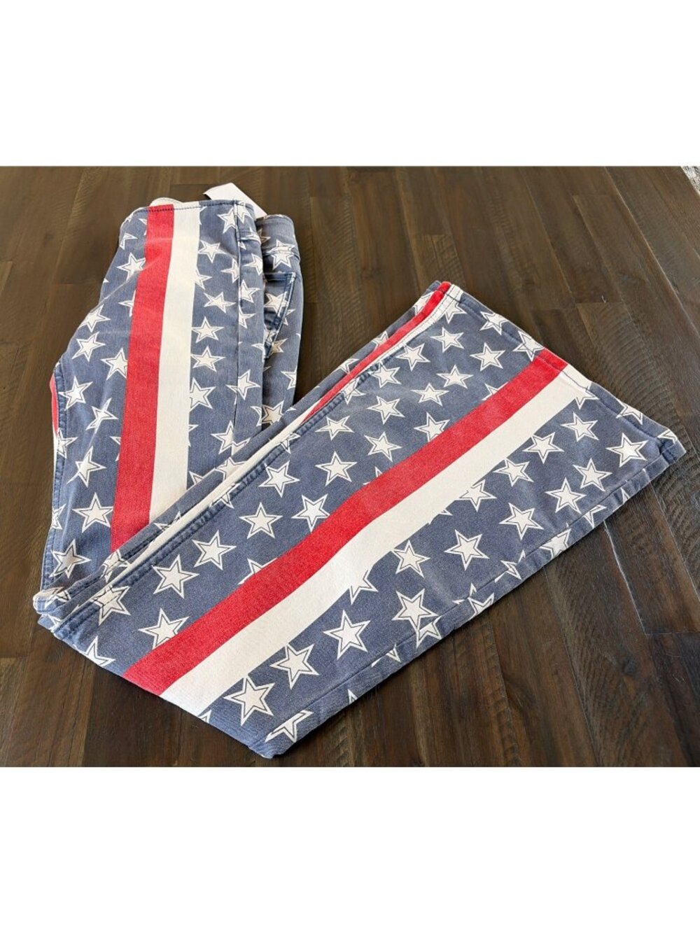 Free People Flag Red White Blue Star Spangled Penny Flare Bell Bottom Pants 25